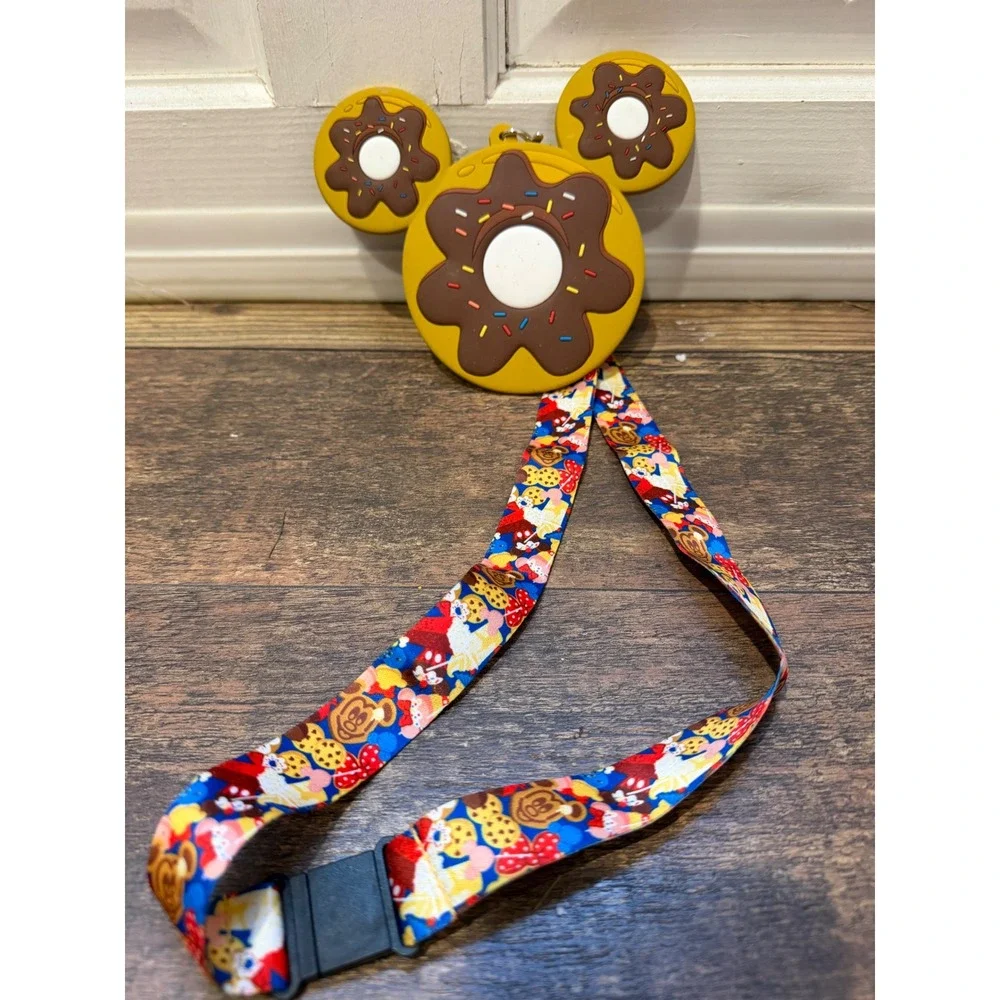 Disney Mickey Mouse Donut Lanyard ID‎ Holder Silicone Snack Pattern